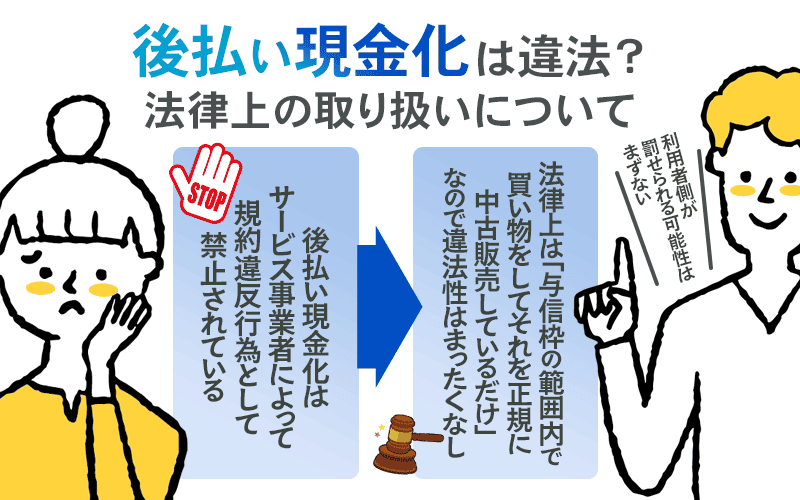 後払い現金化は違法?法律上の取り扱いについて